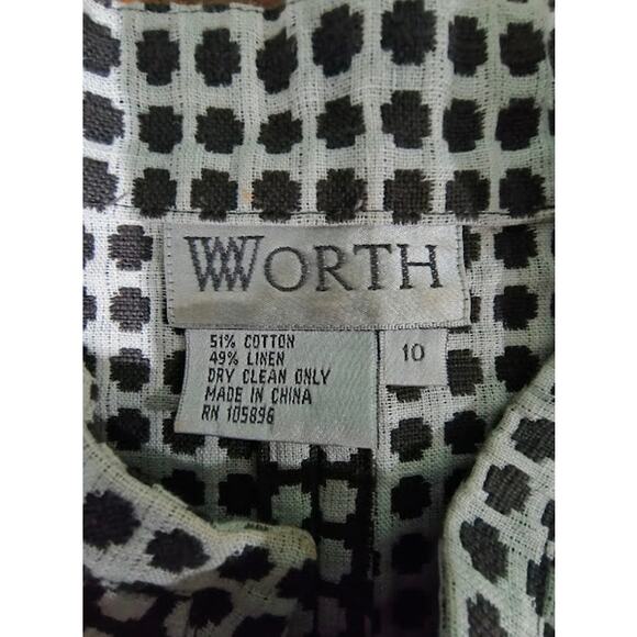 Worth Zip Front Checkered Vest with Front Pockets. Taupe & Cream, Sz 10 - Picture 6 of 6